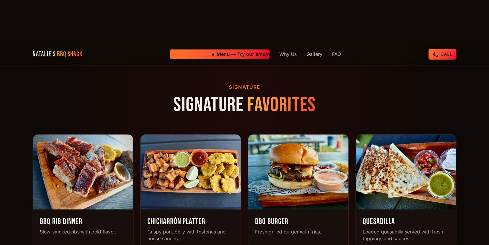 Natalie's BBQ Shack — Signature Favorites