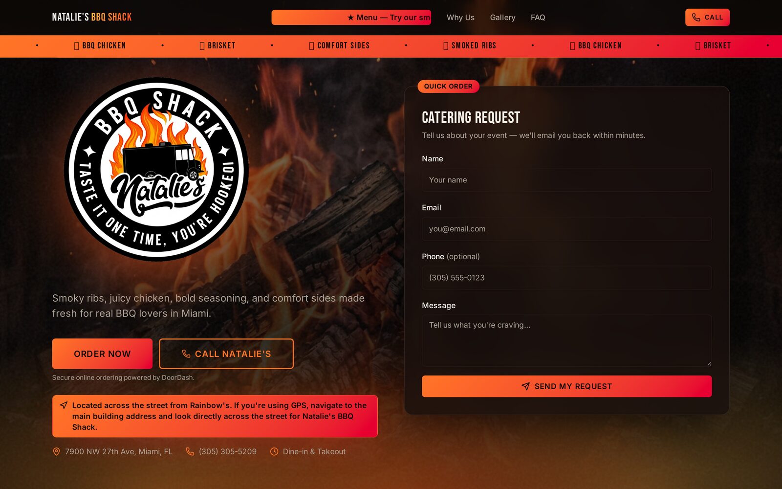 Natalie's BBQ Shack — Homepage Hero